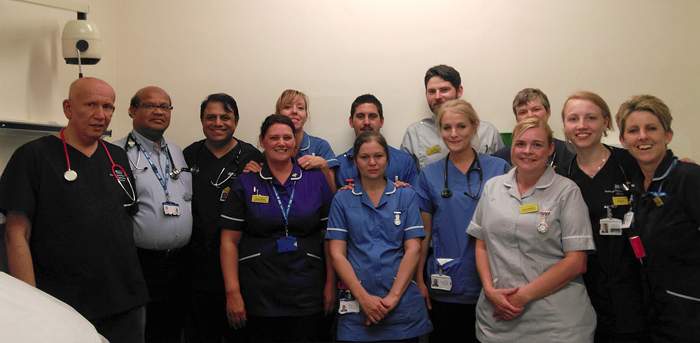 Melody, second from right, with the A&amp;amp;E team at Scunthorpe General Hospital